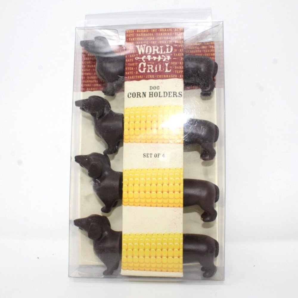 World Market Corn Holders Dachshund Weiner Dog Stainless Steel Lot Of 2 Packages - Picture 3 of 10